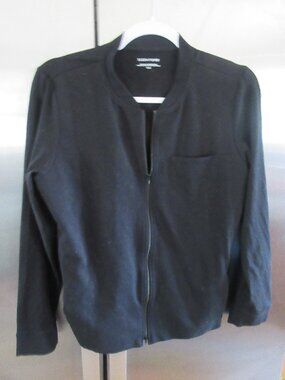 Eileen Fisher lounge Jacket Black Zip Front m Cardigan organic cotton